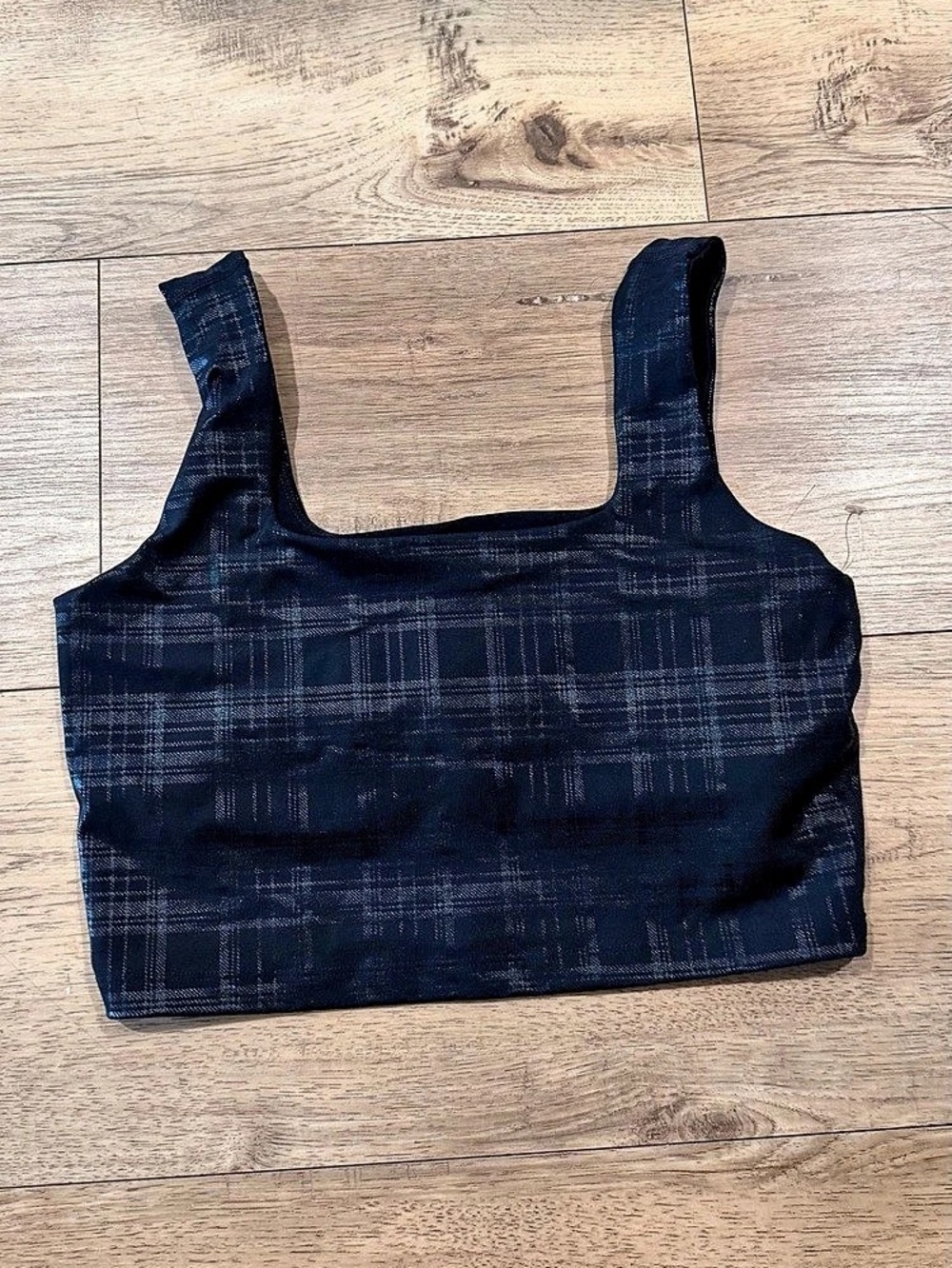 Beyond Yoga Beyond The Studio High Cropped Tank Plaid Black Medium